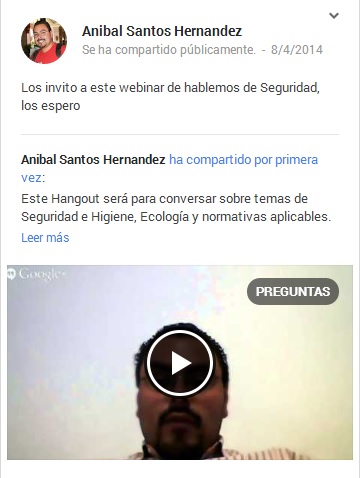 Les presento mi primer HANGOUT de Seguridad Industrial